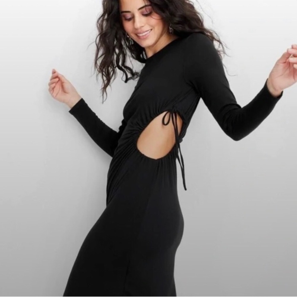 Future Collective long black dress side cut out Size S
